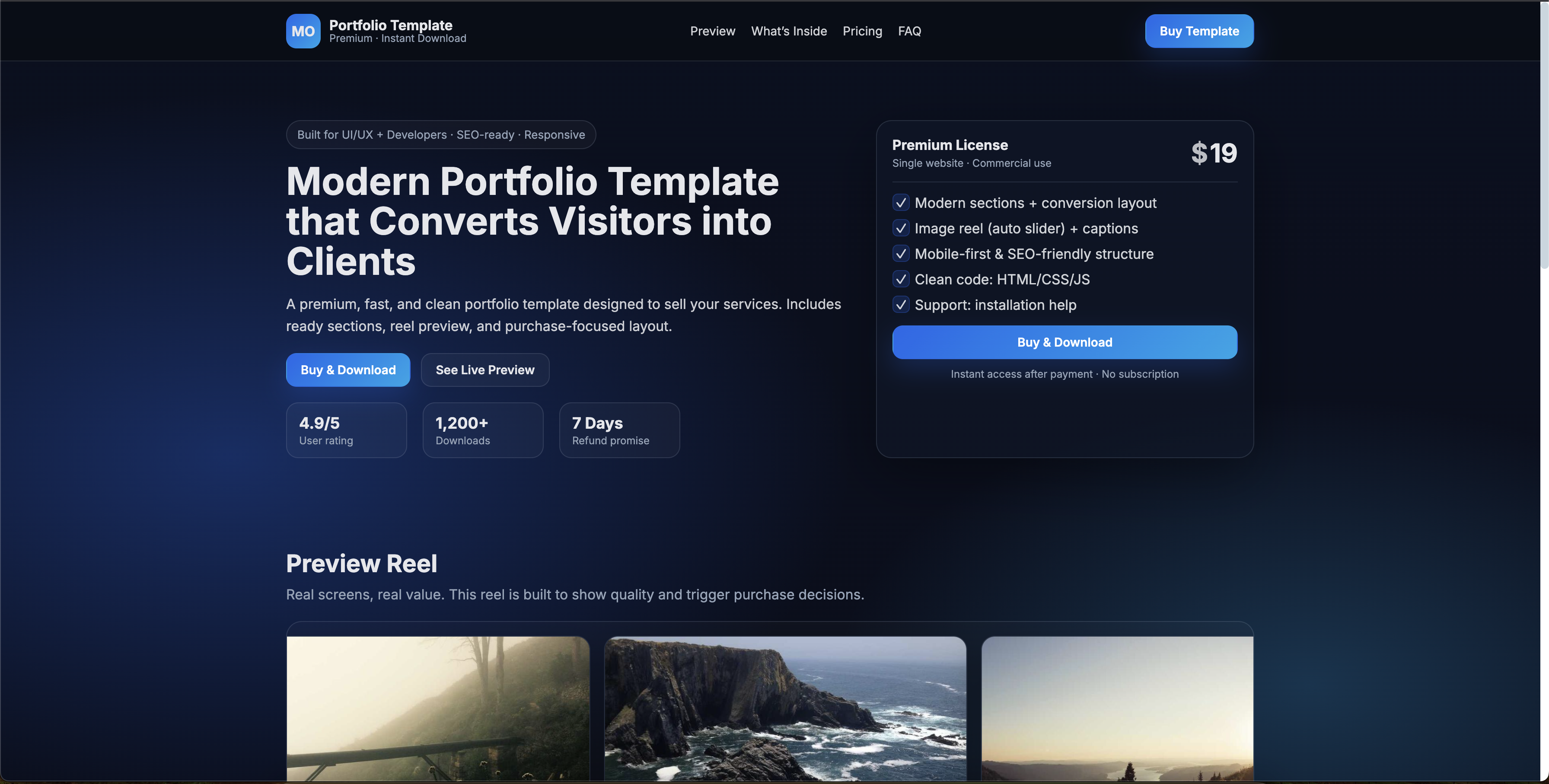 Modern Portfolio Template for Designers & Developers | Premium HTML template screenshot